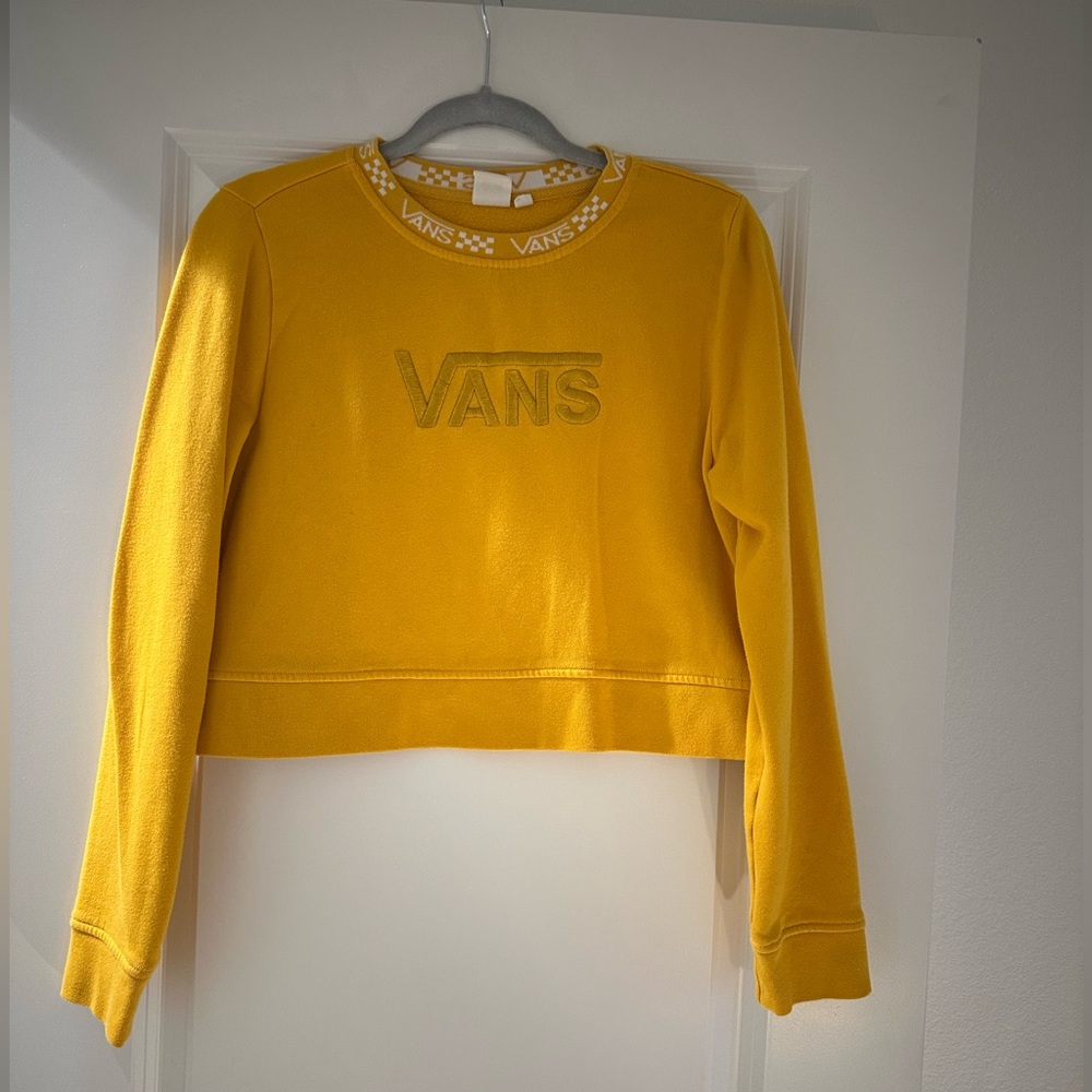 Vans Women's Yellow Cropped Sweatshirt (Size: Small)
